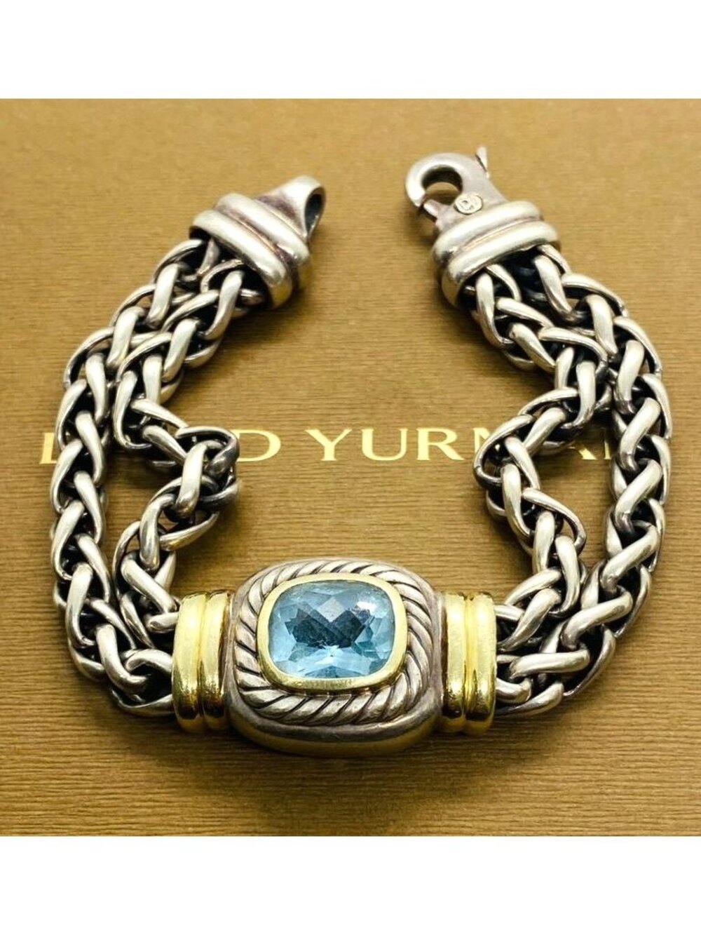 David Yurman Sterling Silver 925 14K Double Wheat Bracelet Albion